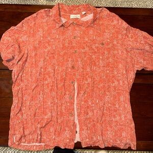 Caribbean Coral Tropical print button up shirt size 3xl